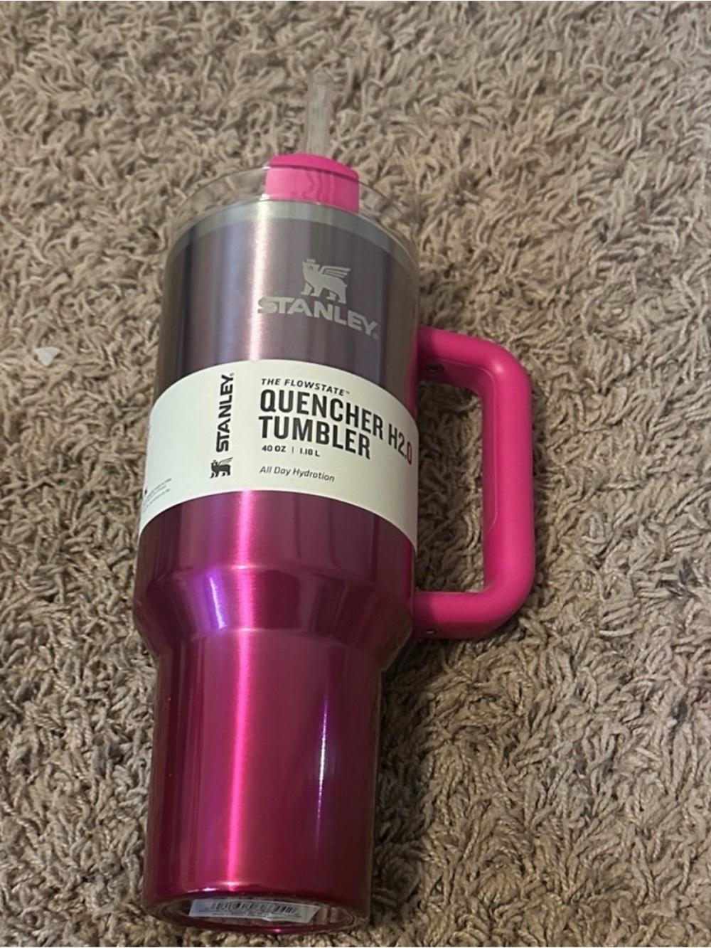 Stanley Quencher H2.0 Tumbler Pink Metallic with Pink Handle